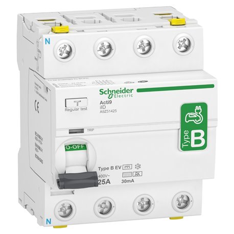 Disjoncteur différentiel Acti9 iID 4P 25A 30mA B EV RCCB A9Z51425