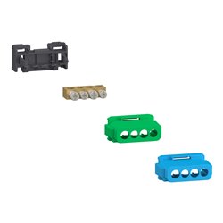 Bornier 80A à vis 4 trous 2x16²+2x10² et couvercles pour Terre/Neutre Linergy LGYT2A04