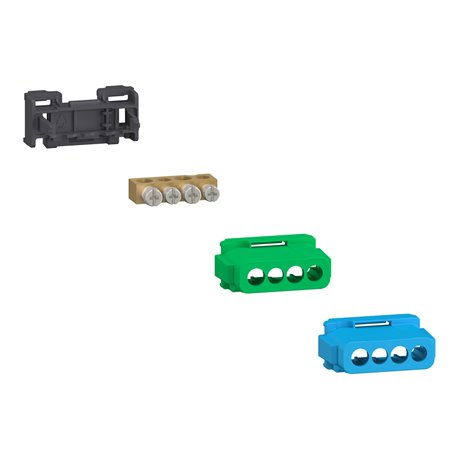 Bornier 80A à vis 4 trous 2x16²+2x10² et couvercles pour Terre/Neutre Linergy LGYT2A04 Bornier 80A à vis 4 trous 2x16²+2x10² et couvercles pour Terre/Neutre Linergy LGYT2A04