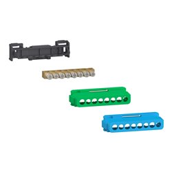 Bornier 80A à vis 8 trous 4x16²+4x10² et couvercles pour Terre/Neutre Linergy LGYT2A08