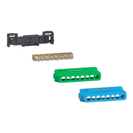 Bornier 80A à vis 8 trous 4x16²+4x10² et couvercles pour Terre/Neutre Linergy LGYT2A08 Bornier 80A à vis 8 trous 4x16²+4x10² et couvercles pour Terre/Neutre Linergy LGYT2A08