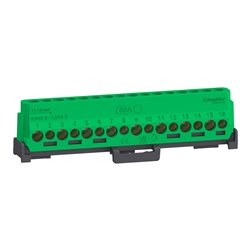 Bornier 80A à vis 16 trous 8x16²+8x10² et couvercles pour Terre/Neutre Linergy LGYT2A16