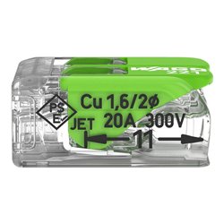 Lot de 100 Bornes de raccordement avec levier 221-422 tous conducteurs max 4 mm² 2 fils Vert