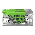Lot de 100 Bornes de raccordement avec levier 221-422 tous conducteurs max 4 mm² 2 fils Vert