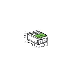 Lot de 100 Bornes de raccordement avec levier 221-422 tous conducteurs max 4 mm² 2 fils Vert