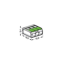 Lot de 50 Bornes de raccordement avec levier 221-423 tous conducteurs max 4 mm² 3 fils Vert