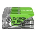 Lot de 25 Bornes de raccordement avec levier 221-425 tous conducteurs max 4 mm² 5 fils Vert
