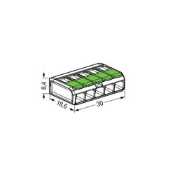 Lot de 25 Bornes de raccordement avec levier 221-425 tous conducteurs max 4 mm² 5 fils Vert