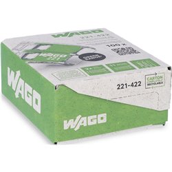 Lot de 100 Bornes de raccordement avec levier 221-422 tous conducteurs max 4 mm² 2 fils Vert