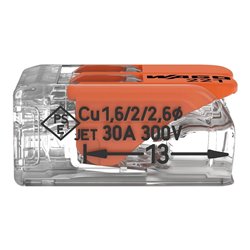 Lot de 50 Bornes de raccordement avec levier 221-612 tous conducteurs max 6 mm² 2 fils Orange