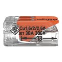 Lot de 50 Bornes de raccordement avec levier 221-612 tous conducteurs max 6 mm² 2 fils Orange