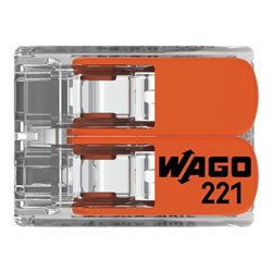 Lot de 50 Bornes de raccordement avec levier 221-612 tous conducteurs max 6 mm² 2 fils Orange