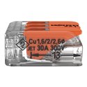 Lot de 30 Bornes de raccordement avec levier 221-613 tous conducteurs max 6 mm² 3 fils Orange