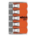Lot de 15 Bornes de raccordement avec levier 221-615 tous conducteurs max 6 mm² 5 fils Orange