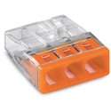 Lot de 100 Connecteurs de passage à enficher 2273-203 pour tous conducteurs max 2,5 mm² 3 fils Orange