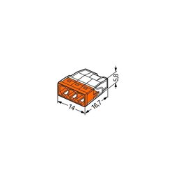 Lot de 100 Connecteurs de passage à enficher 2273-203 pour tous conducteurs max 2,5 mm² 3 fils Orange