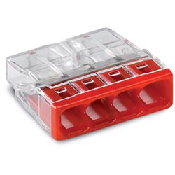 Lot de 100 Connecteurs de passage à enficher 2273-204 pour tous conducteurs max 2,5 mm² 4 fils Rouge