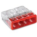 Lot de 100 Connecteurs de passage à enficher 2273-204 pour tous conducteurs max 2,5 mm² 4 fils Rouge