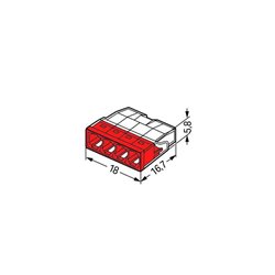 Lot de 100 Connecteurs de passage à enficher 2273-204 pour tous conducteurs max 2,5 mm² 4 fils Rouge