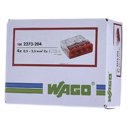 Lot de 100 Connecteurs de passage à enficher 2273-204 pour tous conducteurs max 2,5 mm² 4 fils Rouge