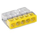 Lot de 100 Connecteurs de passage à enficher 2273-205 pour tous conducteurs max 2,5 mm² 5 fils Jaune