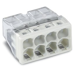 Lot de 50 Connecteurs de passage à enficher 2273-208 pour tous conducteurs max 2,5 mm² 8 fils Blanc