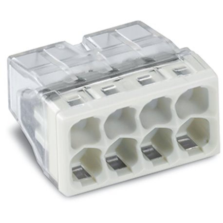 Lot de 50 Connecteurs de passage à enficher 2273-208 pour tous conducteurs max 2,5 mm² 8 fils Blanc