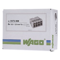 Lot de 50 Connecteurs de passage à enficher 2273-208 pour tous conducteurs max 2,5 mm² 8 fils Blanc