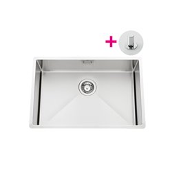 Evier Pisa EVSP55 670x450 mm vidage automatique n°6 tirette chromée Inox lisse