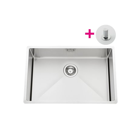 Evier Pisa EVSP55 670x450 mm vidage automatique n°7 tirette satinée Inox lisse