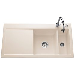 Evier First Class EV 5076 Égouttoir à gauche Magnolie 1 cuve +1 vide-sauce