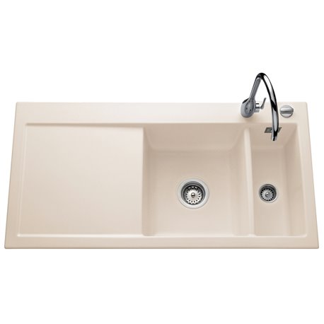 Evier First Class EV 5076 Égouttoir à gauche Magnolie 1 cuve +1 vide-sauce