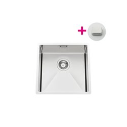 Evier Pisa EVSP 53 Vidage automatique carré chromé Satiné 450x500 mm