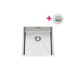 Evier Pisa EVSP 53 Vidage automatique carré chromé satiné Satiné 450x500 mm
