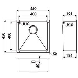 Evier Pisa EVSP 53 Vidage automatique ronde chromée Satiné 450x500 mm