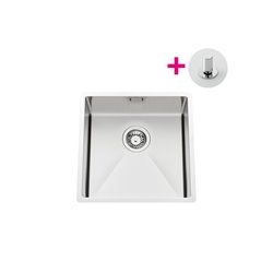 Evier Pisa EVSP 53 Vidage automatique tirette laiton Satiné 450x500 mm