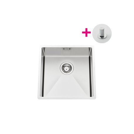 Evier Pisa EVSP 53 Vidage automatique tirette laiton Satiné 450x500 mm