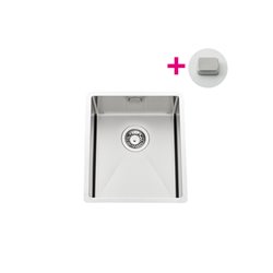 Evier Pisa EVSP 52 Vidage automatique carré chromé satiné Satiné 390x500 mm