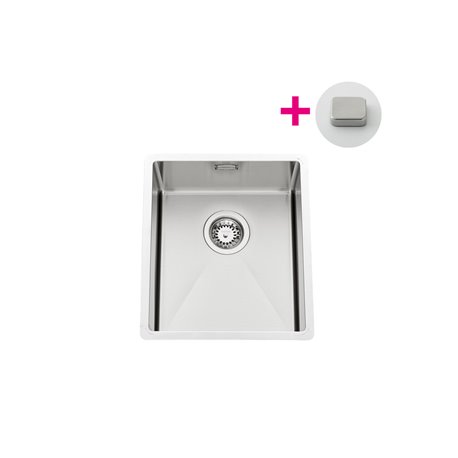 Evier Pisa EVSP 52 Vidage automatique carré chromé satiné Satiné 390x500 mm