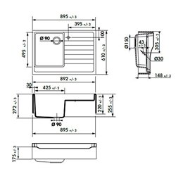 Evier Siroco EV359 895x610 mm Noir