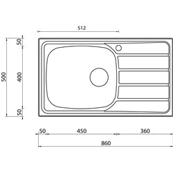Evier Montebello EV45001 860x500 mm Inox mini structure