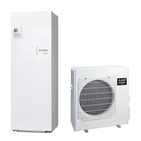 Pompe à chaleur air eau Ecodan Eco Inverter Duo 2 zones 7,5 kWatts, 170 Litres Monophasé R32