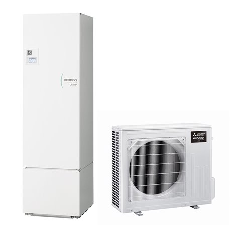 Pompe à chaleur air eau Ecodan Eco Inverter Duo 3 kWatts, 300 Litres Monophasé R32