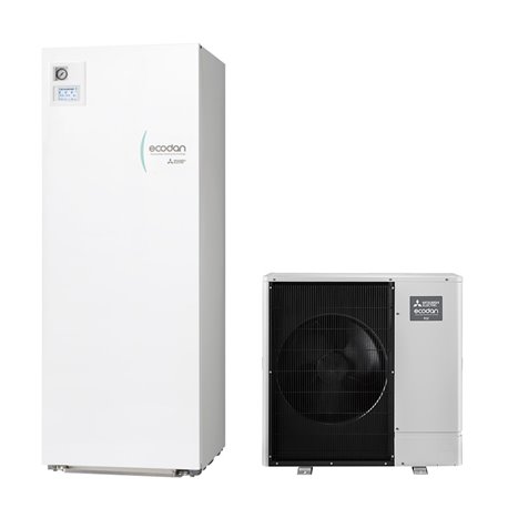 Pompe à chaleur air eau Ecodan Power Inverter Silence Duo 13 kWatts, 200 Litres Triphasé R32 Pompe à chaleur air eau Ecodan Power Inverter Silence Duo 13 kWatts, 200 Litres Triphasé R32