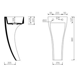 Lavabo Wave S VPSV00201001 88x40x40 cm Blanc brillant