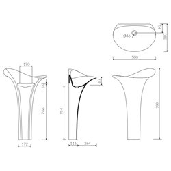 Lavabo Alice S PS00240580002 98x38x58 cm Noir brillant