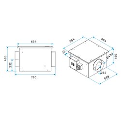 Caisson d'extraction ou d'insufflation EasyVEC® Compact MW 3000 m³/h. isolé