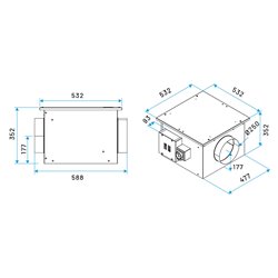 Caisson d'extraction ou d'insufflation EasyVEC® Compact MW 1000 m³/h non isolé
