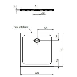 Receveur de douche carré en grès fin 80 x 80 cm Okyris+ blanc à encastrer ou à poser 