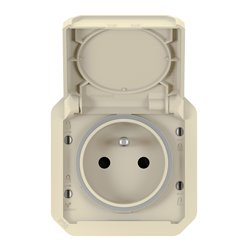Prise de courant 2P+T étanche Plexo 16A 250V IP55 IK08 avec enjoliveur sable 069828L